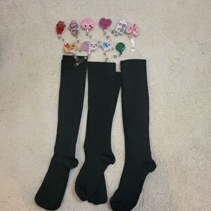 Nursing Student Or Nurse Set Of 3 Compression Socks And Badge Reels